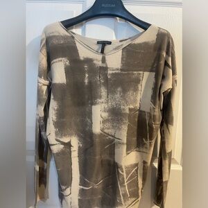 Sarah Pacini Lightweight Abstract Print Long-Sleeve Top - Beige & taup one size